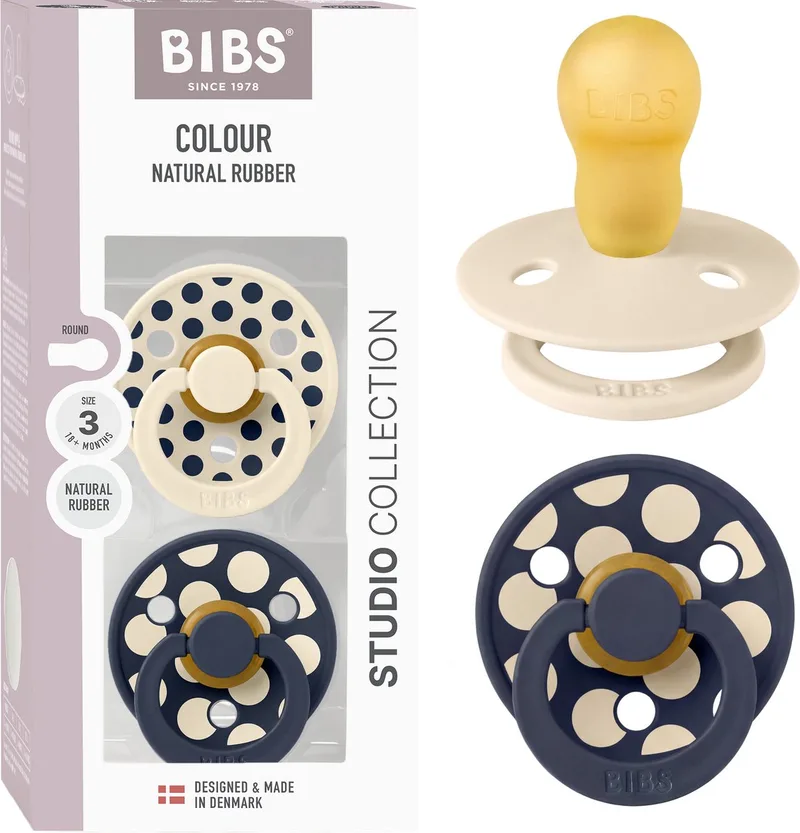 Colour fopspeen 18-48 mnd, 2 stuks, rond, ivoor/Deep Space van BIBS in Ivoor, Deep Space – productfoto