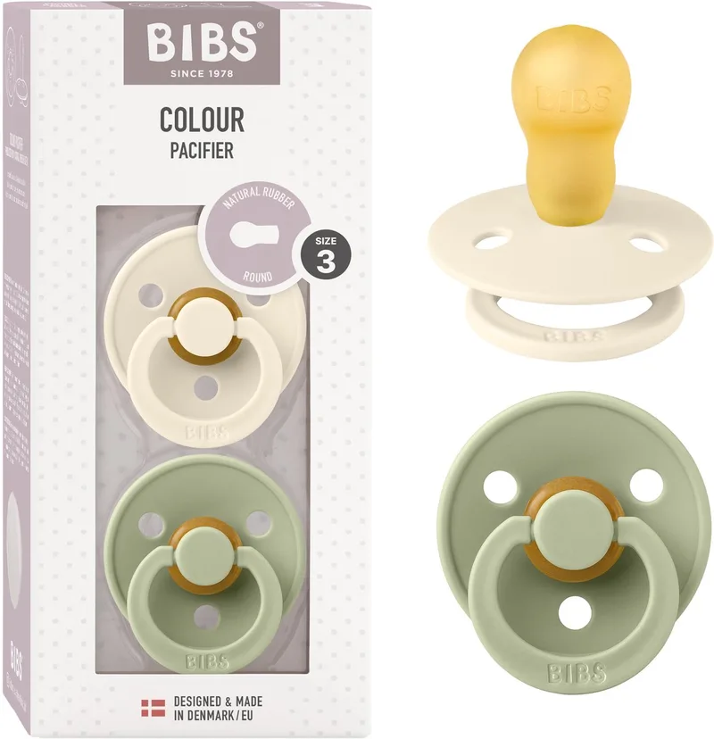 Colour Fopspeen - 18-48 mnd - 2-pack - Rond - Ivory/Sage von BIBS in Elfenbein, Sage – Produktfoto