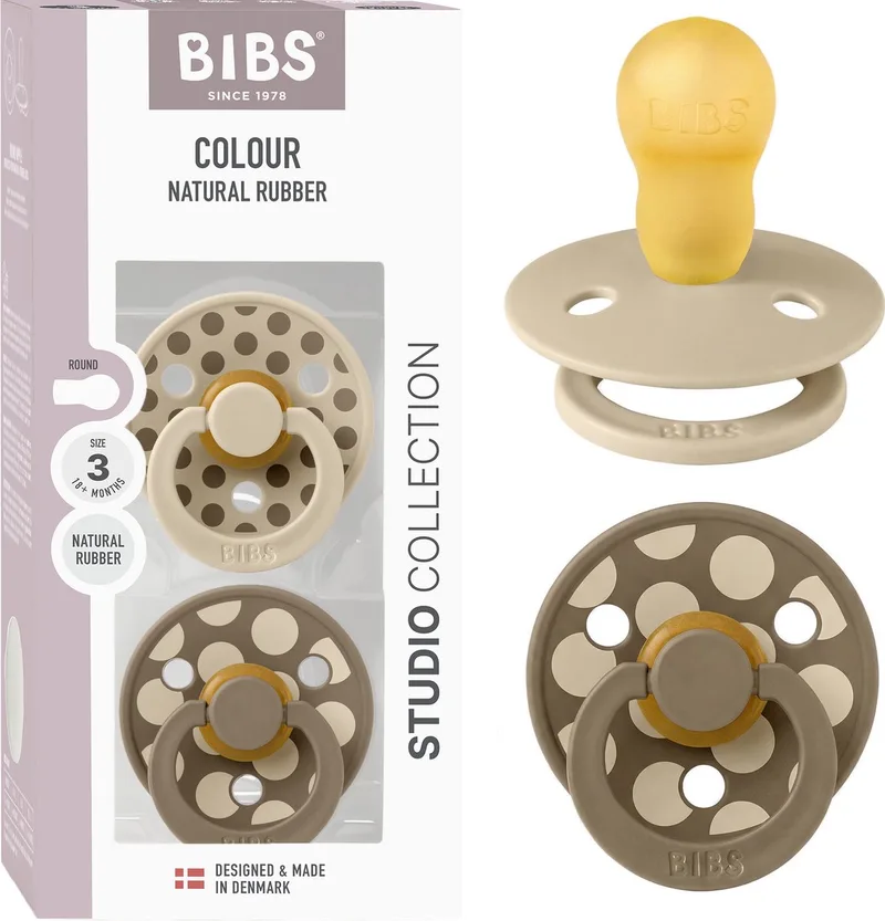 Colour fopspeen, 18-48 mnd, 2-pack, rond, Vanilla/Dark Oak van BIBS in Vanilla, Dark Oak – productfoto