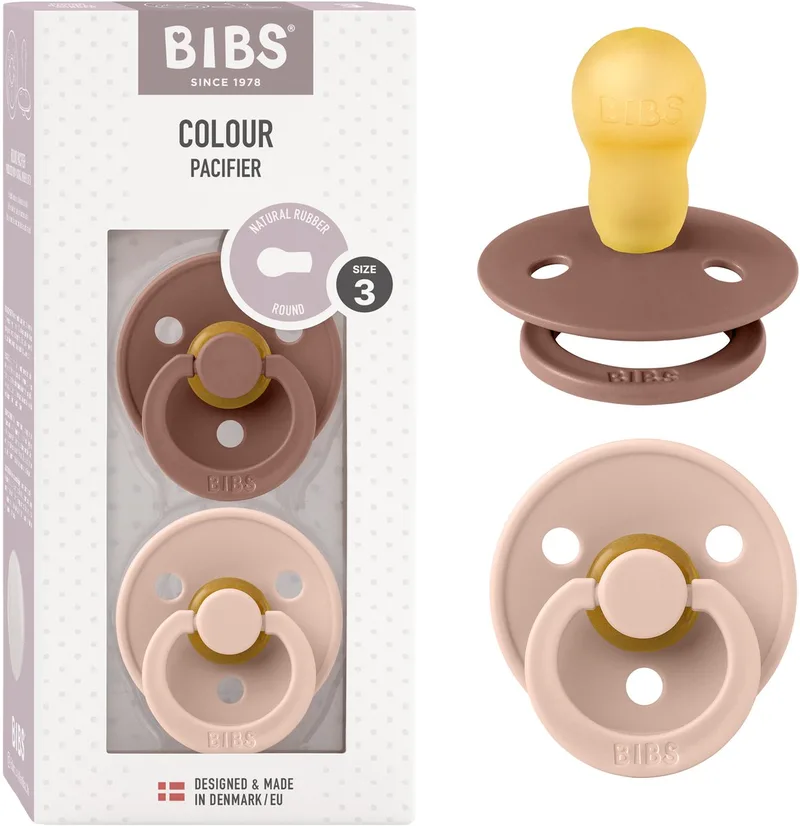Colour fopspeen, 18-48 mnd, 2-pack, rond, Woodchuck/Blush van BIBS in Woodchuck, Blush – productfoto