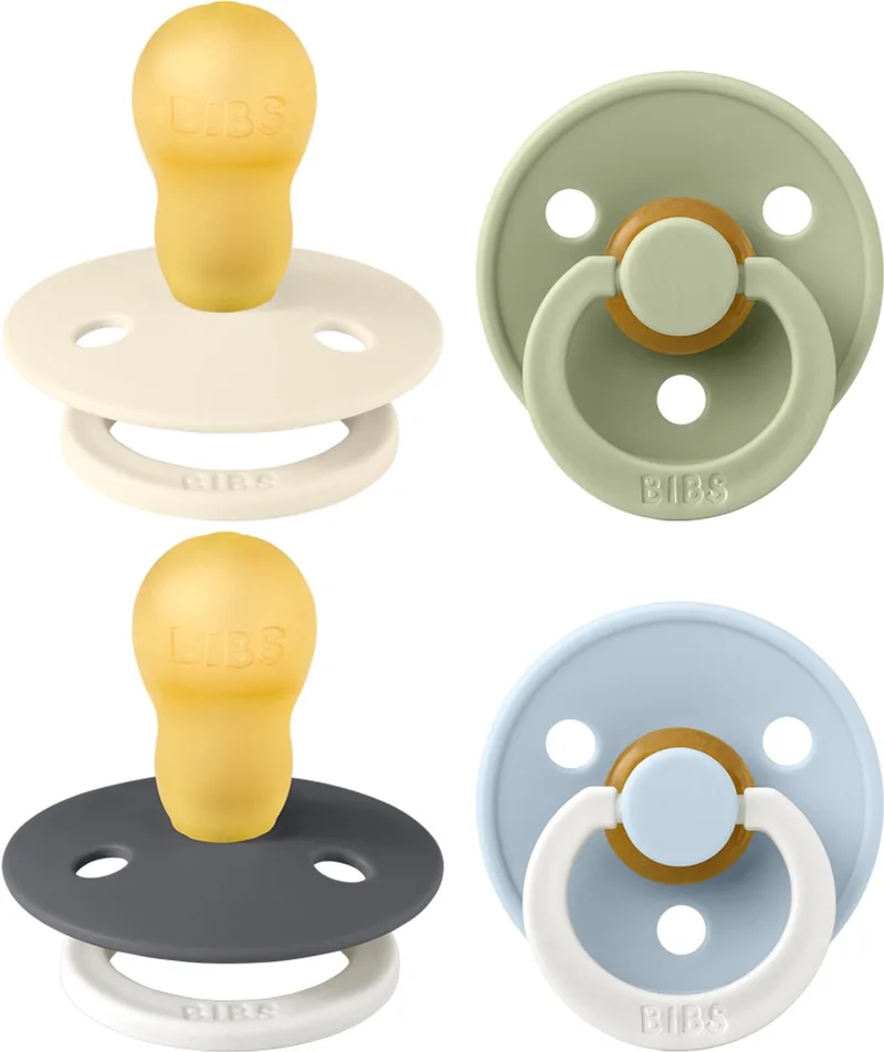 Colour Fopspeen - 18-48 mnd - 4-pack - Ivory/Sage/Iron Glow/Baby Blue Glow de BIBS en Iron Glow Mix – photo produit