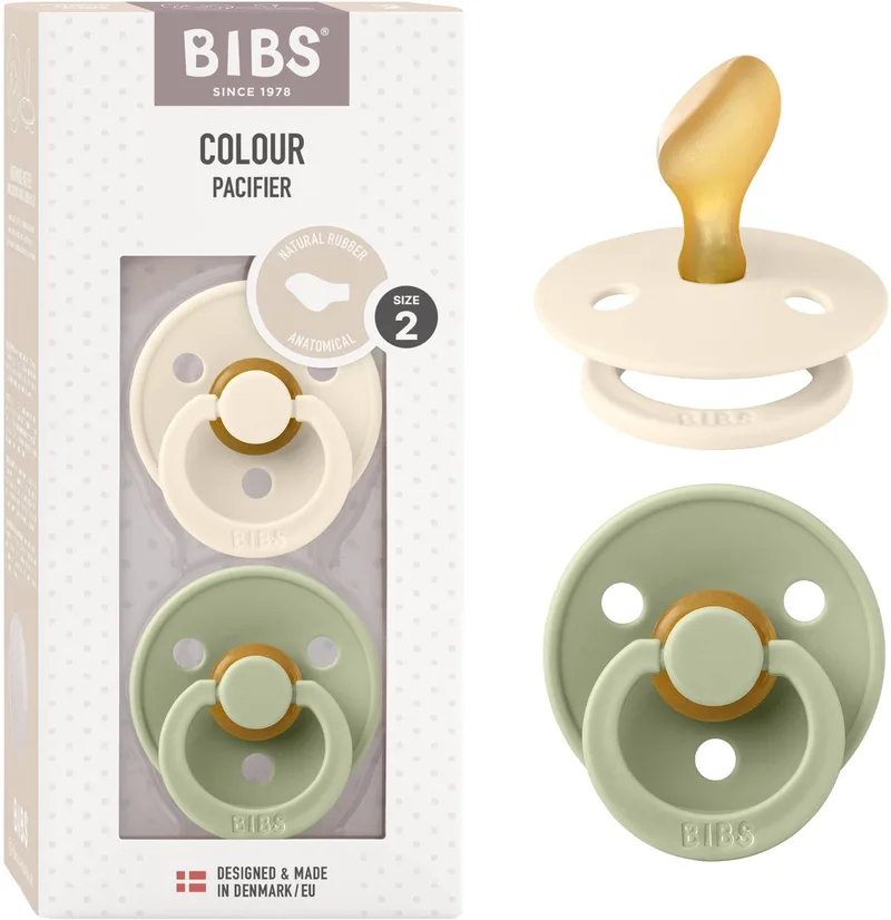 Colour fopspeen, 6-18 mnd, 2-pack, anatomisch, Ivory/Sage van BIBS in Ivoor, Sage – productfoto