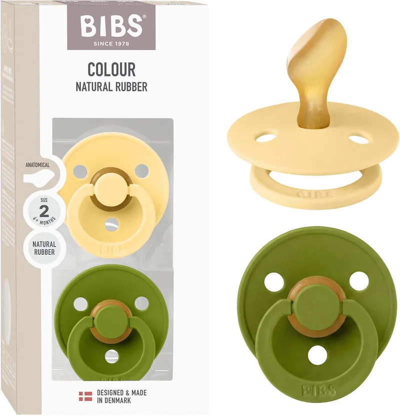 Colour fopspeen, 6-18 mnd, 2-pack, anatomisch, Pale Butter/Wasabi van BIBS in Pale Butter, Wasabi – productfoto