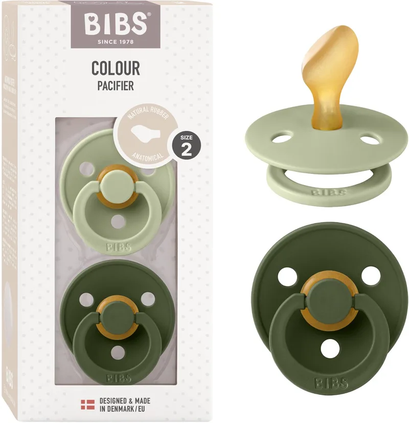 Colour fopspeen, 6-18 mnd, 2-pack, anatomisch, Sage/Hunter Green van BIBS in Sage, Hunter Green – productfoto