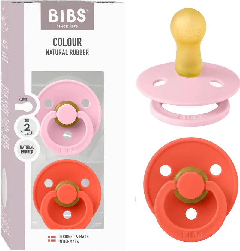 Colour Fopspeen - 6-18 mnd - 2-pack - Rond - Baby Pink/Tango de BIBS en Baby Pink, Tango – photo produit