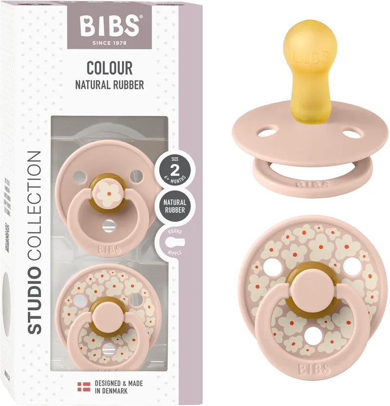Colour fopspeen 6-18 mnd, 2 stuks, rond, blush van BIBS in Jasmine Blush – productfoto