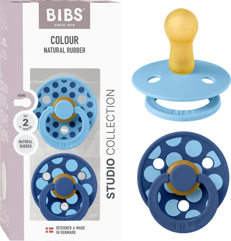 Colour fopspeen, 6-18 mnd, 2-pack, rond, Breeze/Cornflower van BIBS in Breeze, Cornflower – productfoto