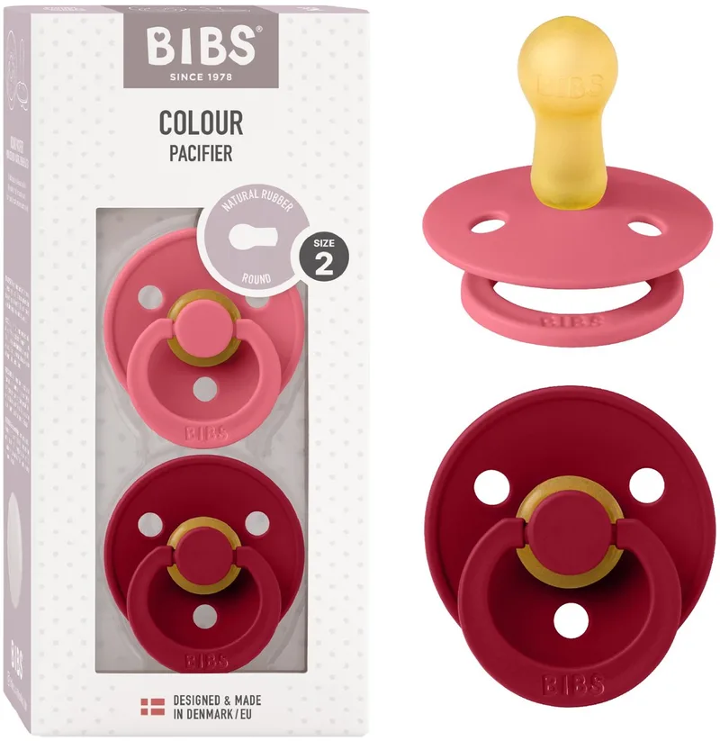 Colour Fopspeen - 6-18 mnd - 2-pack - Rond - Coral/Ruby by BIBS in Coral, Ruby – product photo