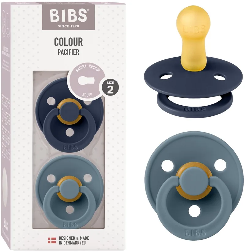 Colour fopspeen 6-18 mnd, 2 stuks, rond, Deep Space/Petrol van BIBS in Deep Space, Petrol – productfoto