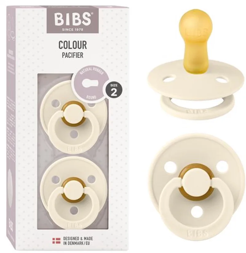 Colour fopspeen 6-18 mnd, 2 stuks, rond van BIBS in Ivoor – productfoto