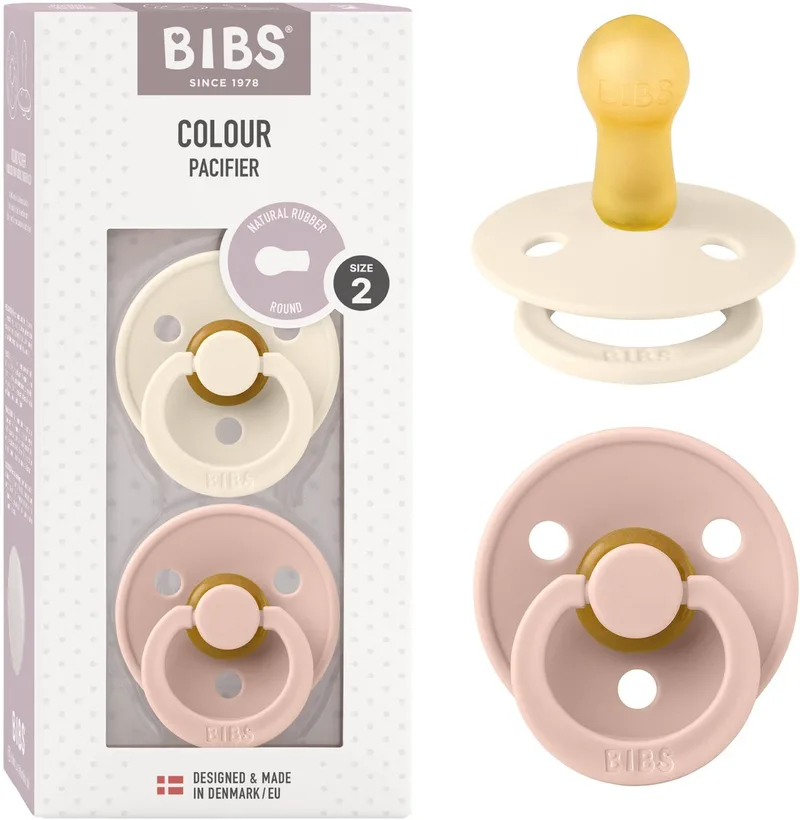 Colour fopspeen 6-18 mnd, 2 stuks, rond, ivoor/blush van BIBS in Ivoor, Blush – productfoto