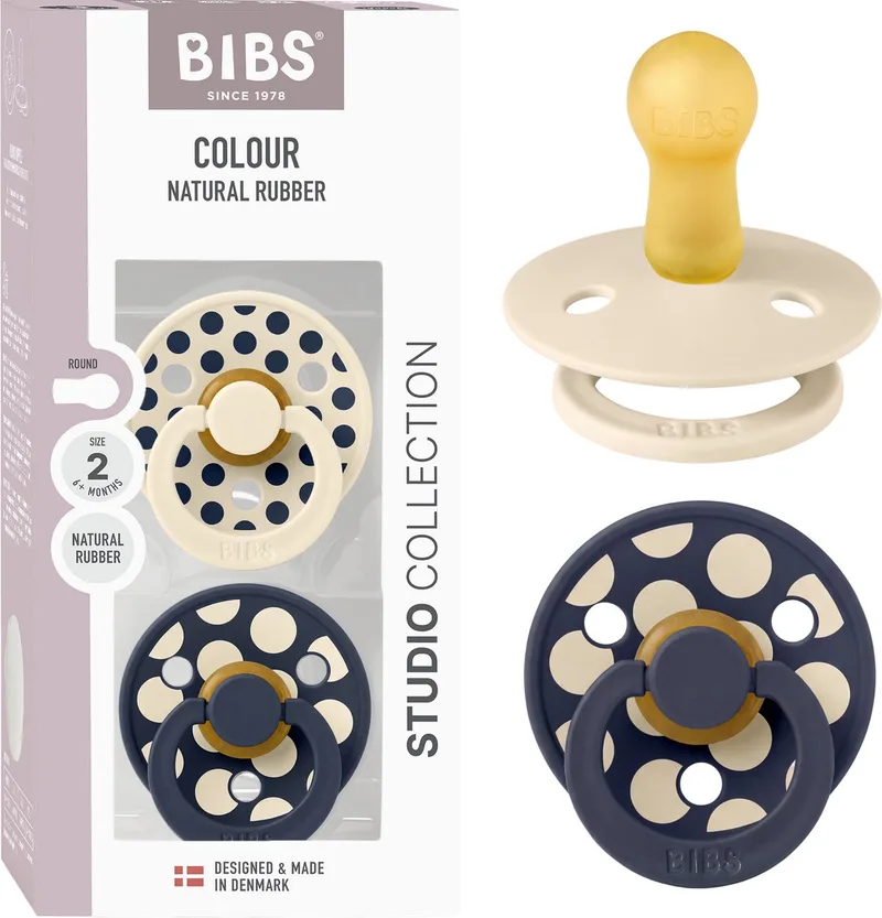 Colour fopspeen 6-18 mnd, 2 stuks, rond, ivoor/Deep Space van BIBS in Ivoor, Deep Space – productfoto