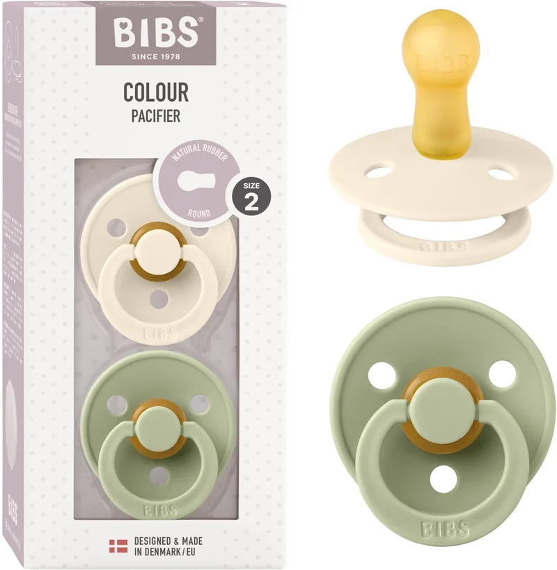 Colour fopspeen, 6-18 mnd, 2-pack, rond, Ivory/Sage van BIBS in Ivoor, Sage – productfoto
