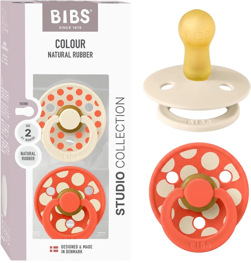 Colour Fopspeen - 6-18 mnd - 2-pack - Rond - Ivory/Tango de BIBS en Ivoire, Tango – photo produit