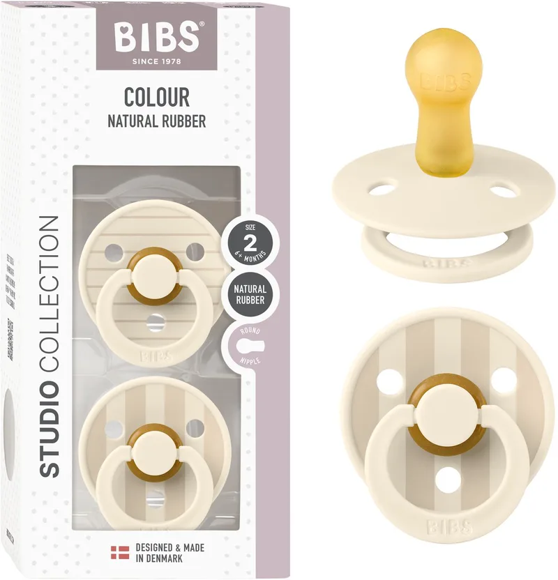 Colour fopspeen 6-18 mnd, 2 stuks, rond, ivoor/vanille van BIBS in Pin Ivory Vanilla – productfoto