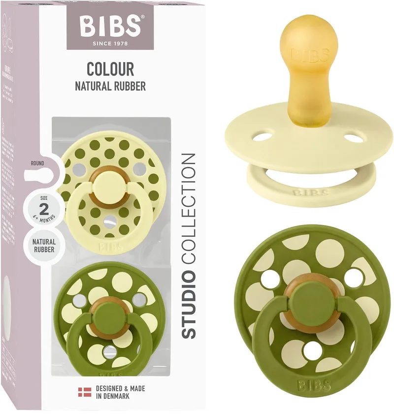 Colour Fopspeen - 6-18 mnd - 2-pack - Rond - Luna/Wasabi fra BIBS i Luna, Wasabi – produktbillede