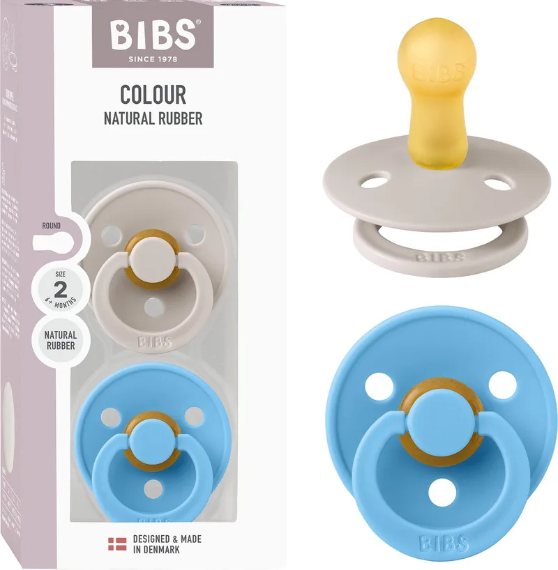 Colour Fopspeen - 6-18 mnd - 2-pack - Rond - Mushroom/Breeze de BIBS en Mushroom, Breeze – photo produit