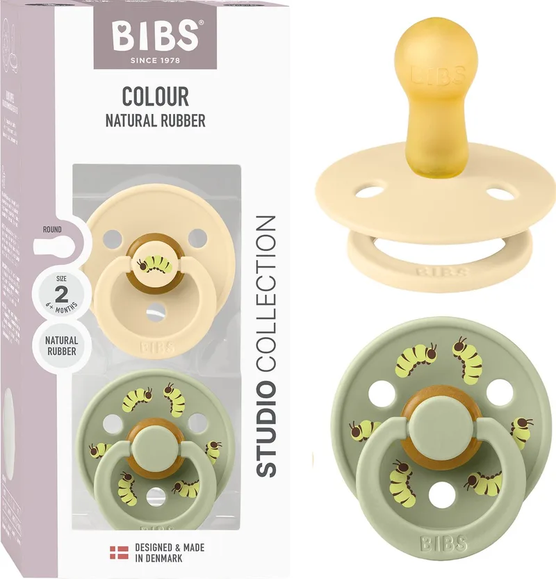 Colour fopspeen 6-18 mnd, 2 stuks, rond, Silk/saliegroen van BIBS in Silk, Sage – productfoto