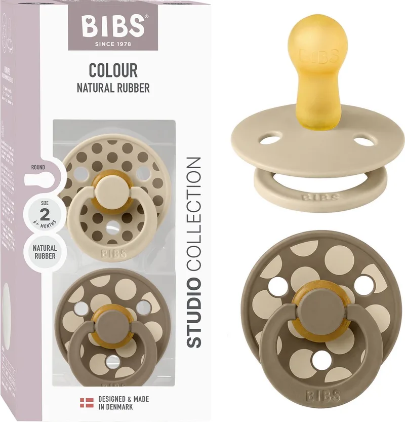 Colour fopspeen, 6-18 mnd, 2-pack, rond, Vanilla/Dark Oak van BIBS in Vanilla, Dark Oak – productfoto