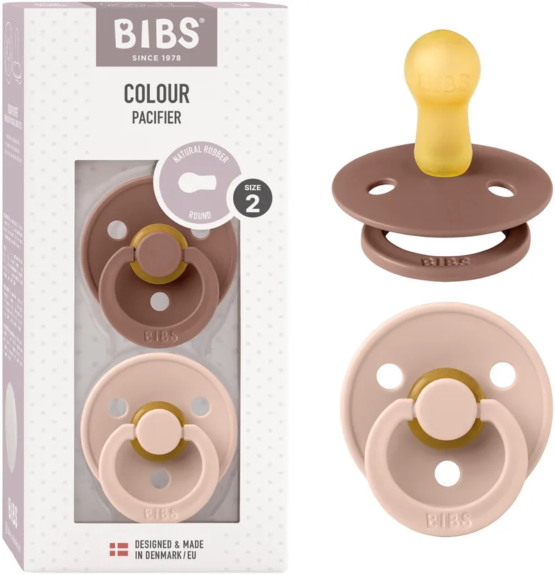 Colour fopspeen, 6-18 mnd, 2-pack, rond, Woodchuck/Blush van BIBS in Woodchuck, Blush – productfoto