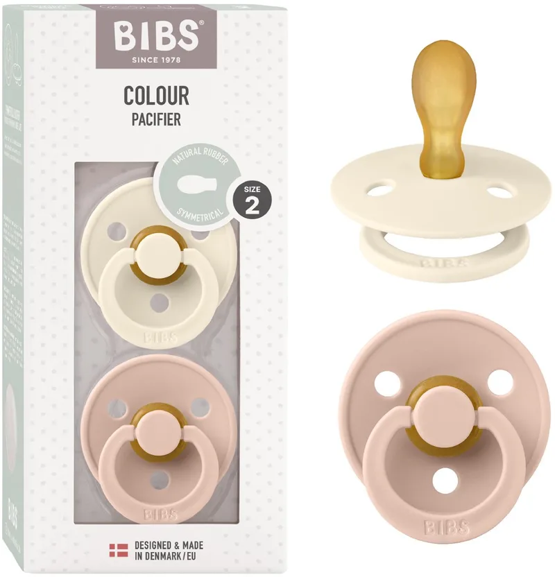 Colour Fopspeen - 6-18 mnd - 2-pack - Symmetrisch - Ivory/Blush från BIBS i Elfenben, Blush – produktbild