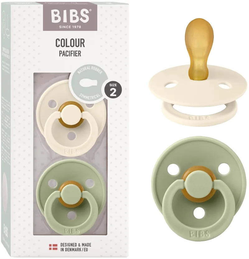 Colour fopspeen, 6-18 mnd, 2-pack, symmetrisch, Ivory/Sage van BIBS in Ivoor, Sage – productfoto