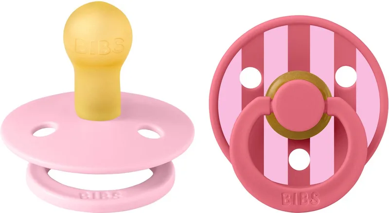 Colour Fopspeen - Rond - 2 Stuks - 0-6 Mnd - Baby Pink/Coral Mix van BIBS in Baby Pink Coral Mix – productfoto
