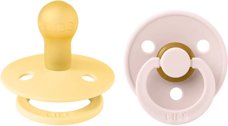 Colour Fopspeen - Rond - 2 Stuks - 0-6 Mnd - Pale Butter/Petal de BIBS en Jaune – photo produit