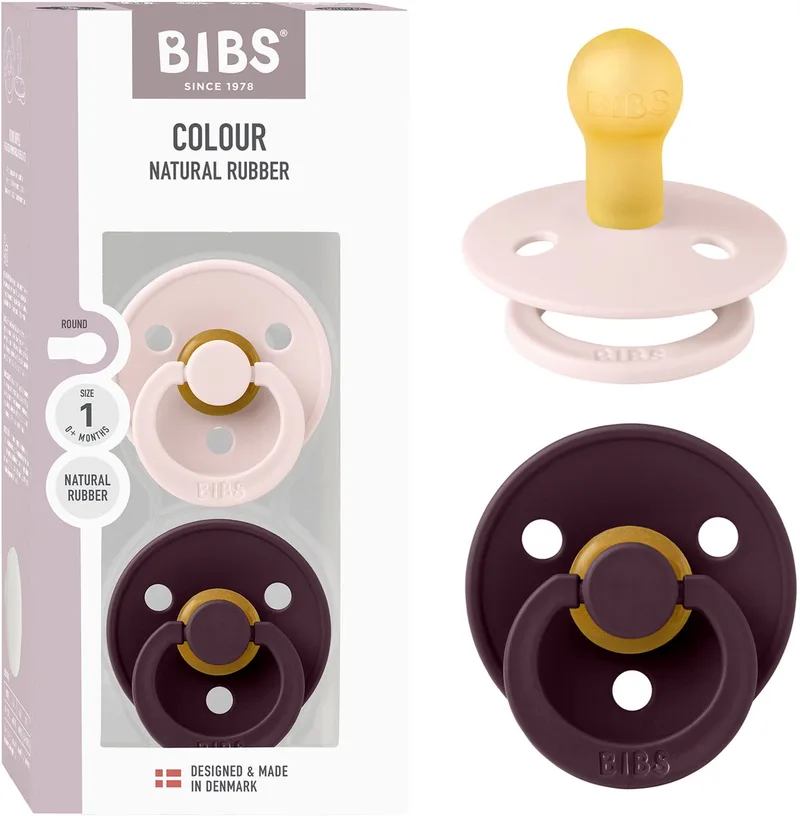 Colour Fopspeen - Rond - 2 Stuks - 6-18 Mnd - Petal/Plum de BIBS en Rose – photo produit
