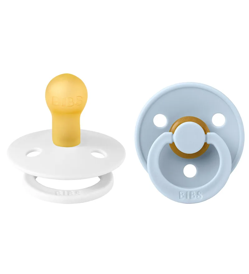 Colour Fopspenen - 2-pack - Maat 1 - Rond - White/Baby Blue fra BIBS – produktbillede