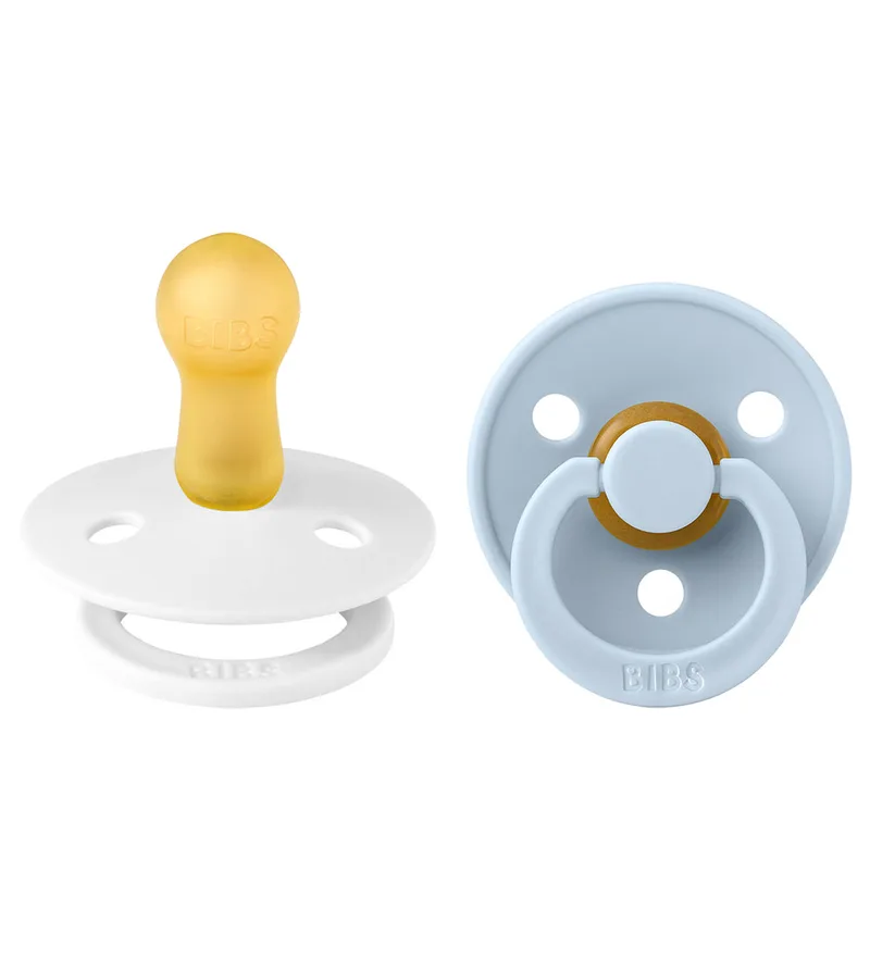 Colour Fopspenen - 2-pack - Maat 2 - Rond - White/Baby Blue de BIBS – photo produit