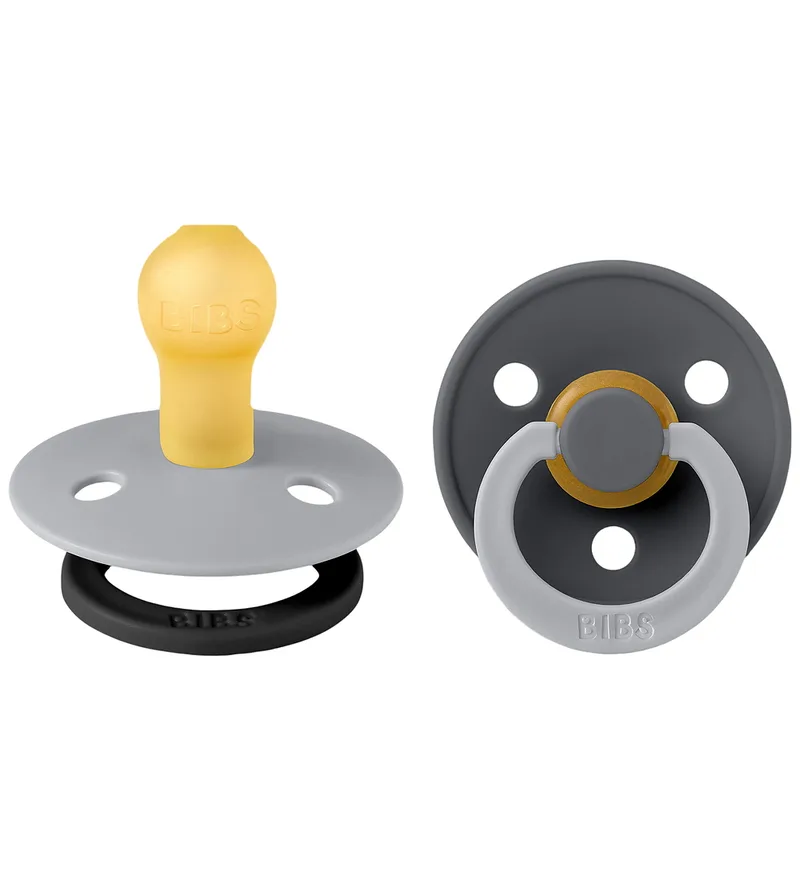 Colour Fopspenen - Maat 1 - 2-pack - Rond - Cloud Iron Mix van BIBS – productfoto