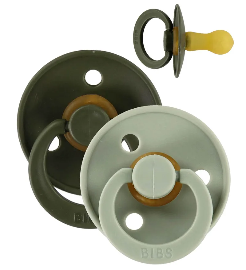 Colour fopspenen, maat 1, 2-pack, rond, Sage/Hunter Gre van BIBS – productfoto