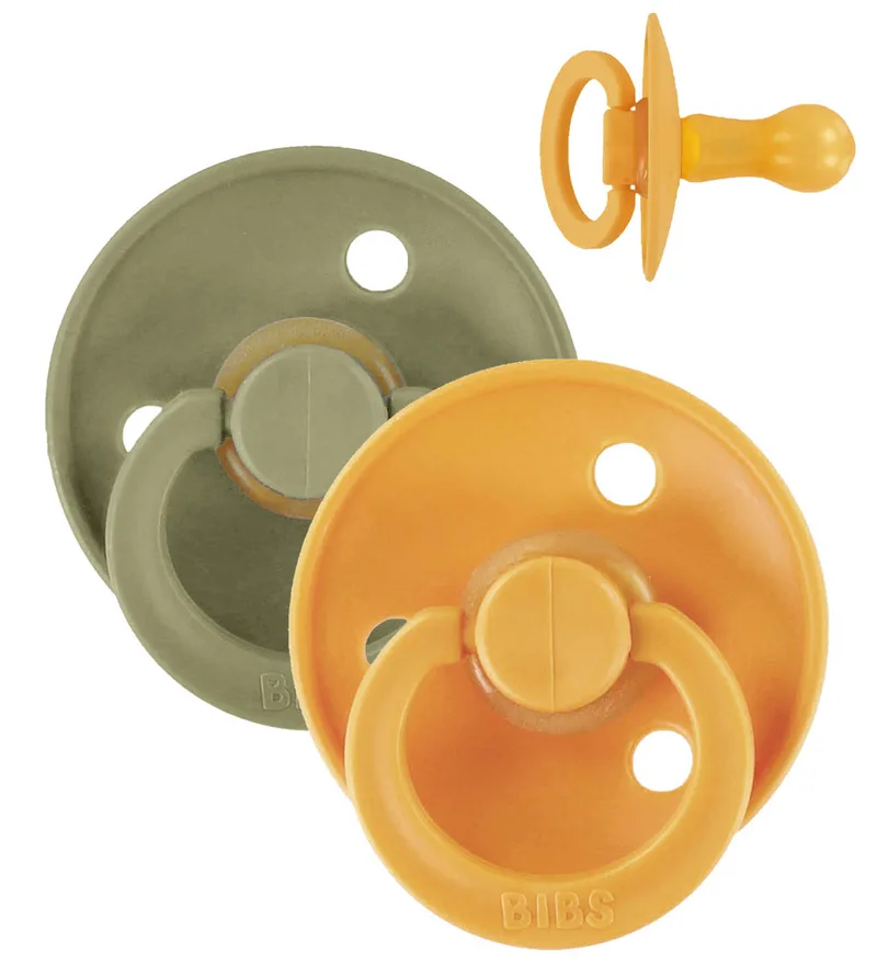 Colour Fopspenen - Maat 2 - 2-pack - Rond - Honey Bee/Olijf van BIBS – productfoto