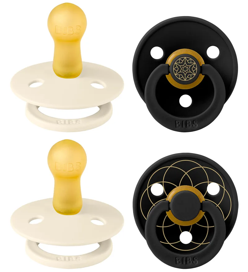 Colour Fopspenen - Maat 2 - 4-pack - Rond - Ivory/Zwart/Gou de BIBS – photo produit