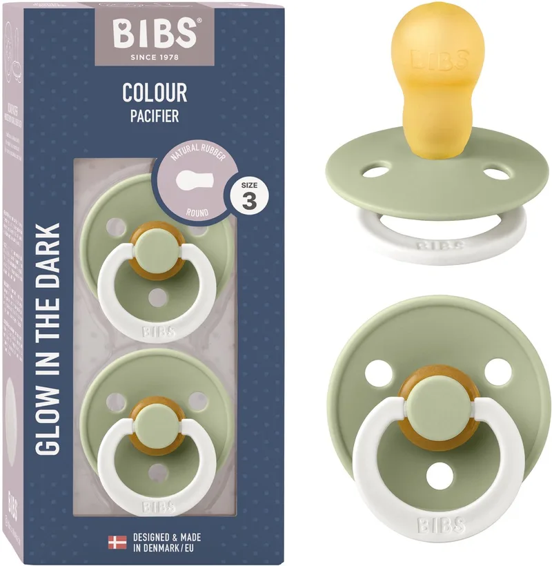 Colour Glow fopspeen 18-48 mnd, 2 stuks, rond, saliegroen van BIBS in Sage Glow – productfoto