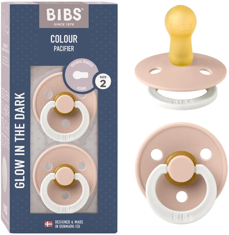 Colour Glow fopspeen 6-18 mnd, 2 stuks, rond, blush van BIBS in Blush Glow – productfoto