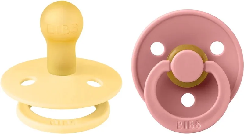 Colour Pacifier - Maat 2 - Fopspeen - 2 stuks - Pale Butter / Dusty Pink by BIBS in Yellow, Pale Butter, Pink, Dusty Pink – product photo