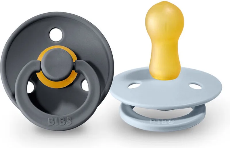 Colour Pacifier - Stage 1 Fopspeen - 0+ maanden - 2 stuks - Iron / Baby Blue van BIBS in Antraciet, Lichtblauw – productfoto
