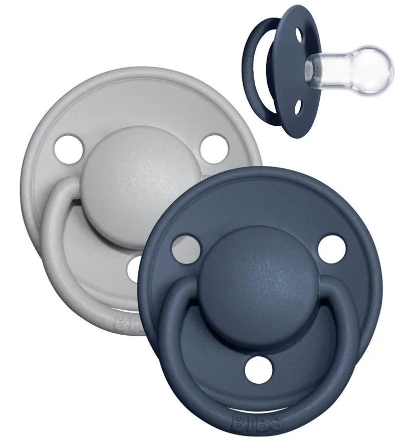 De Lux Fopspenen - 2-pack - Rond - Cloud/Steel Blue de BIBS – photo produit