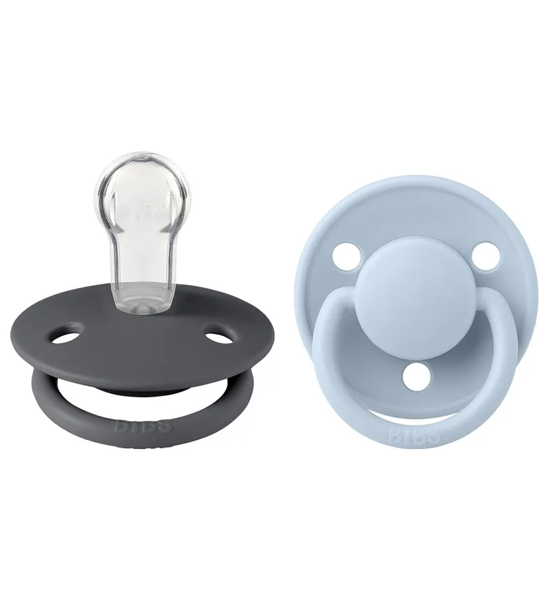 De Lux Fopspenen - 2-pack - Rond - Dusty Blue/Steel Blue de BIBS – photo produit