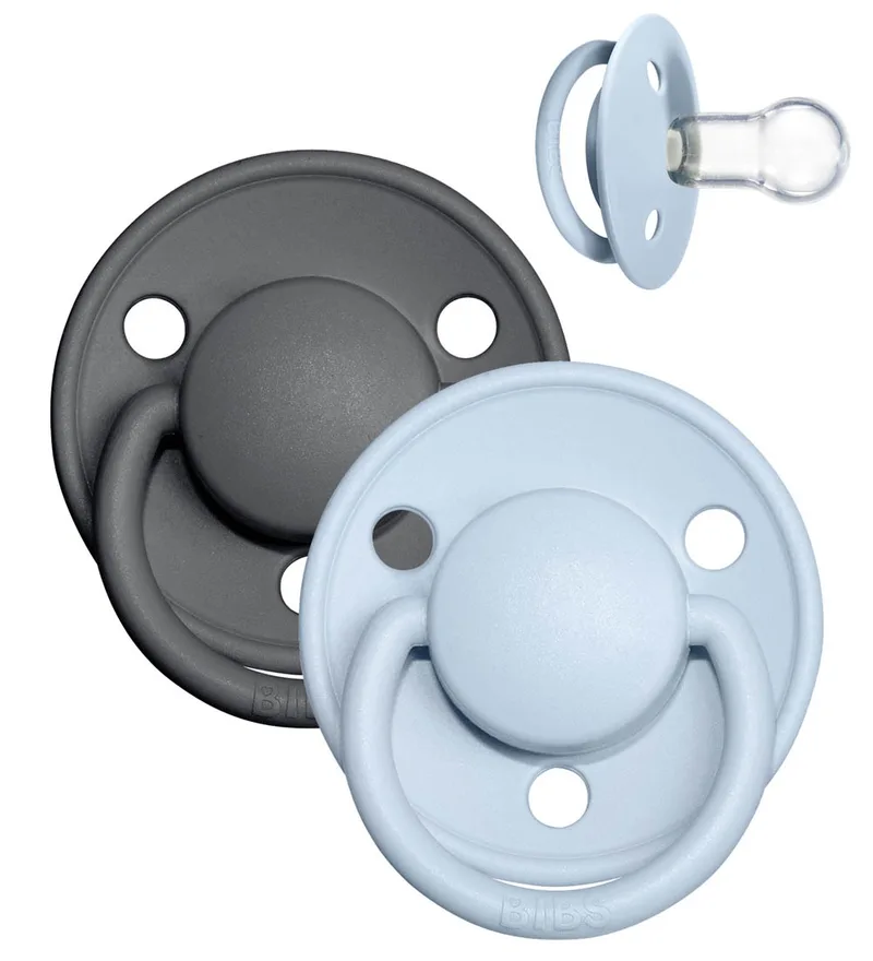 De Lux Fopspenen - 2-pack - Rond - Iron/Baby Blue de BIBS – photo produit