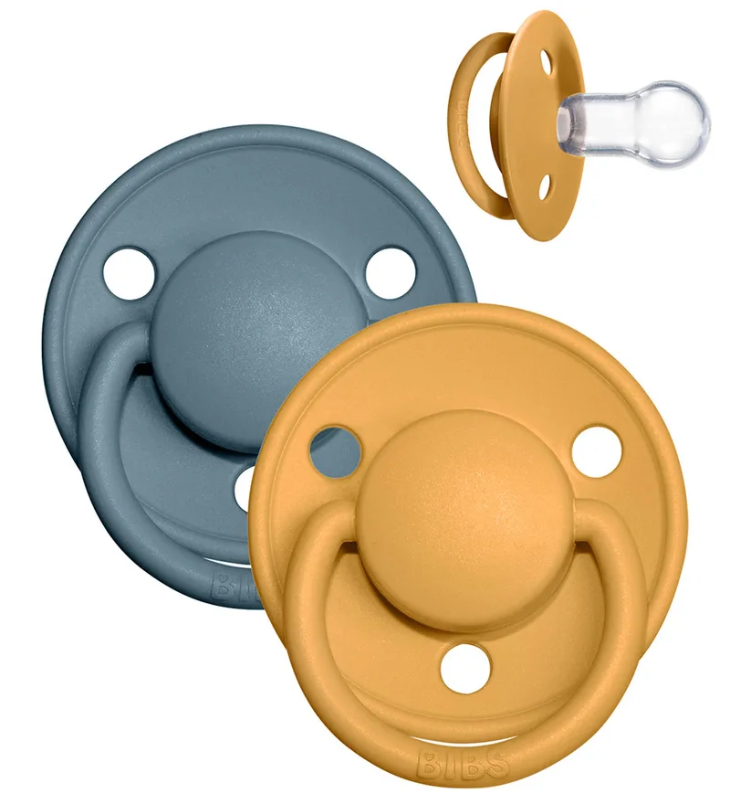 De Lux Fopspenen - 2-pack - Rond - Mustard/Petrol de BIBS – photo produit
