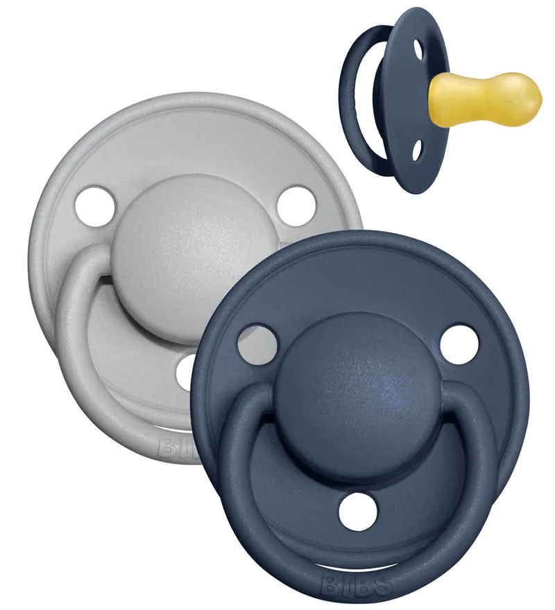 De Lux Fopspenen - Maat 2 - 2-pack - Rond - Cloud/Steel Blu de BIBS – photo produit
