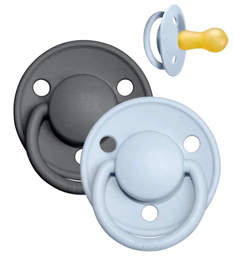 De Lux Fopspenen - Maat 2 - 2-pack - Rond - Iron/Baby Blue de BIBS – photo produit