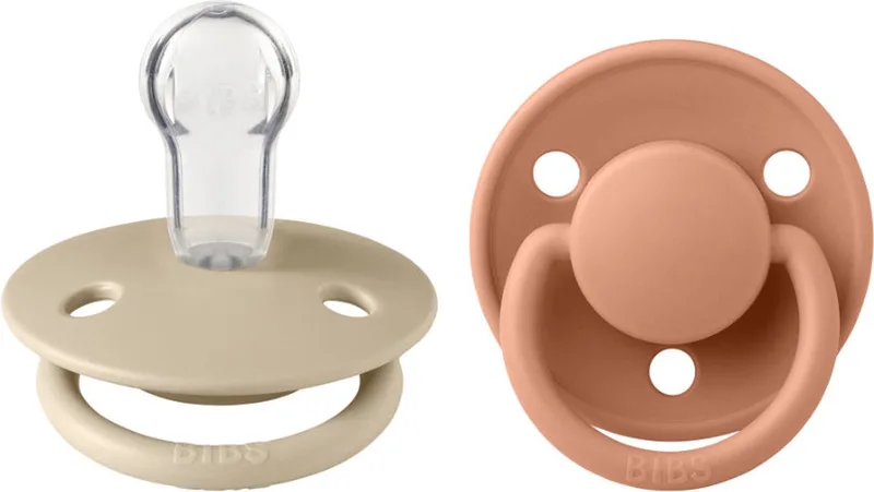De Lux Pacifier - One Size Fopspeen - 2 stuks - Vanilla / Peach de BIBS en Blanc, Orange – photo produit