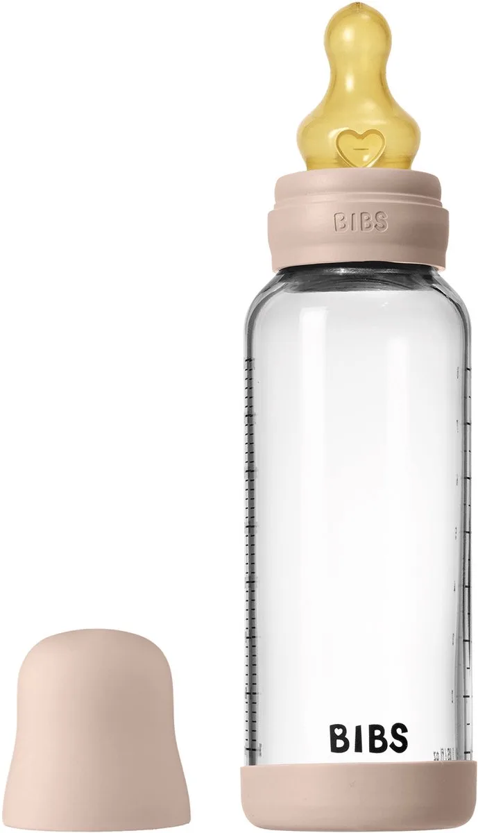 Fles - Medium Flow - 240 ml - Glas/Latex fra BIBS i Blush – produktbillede