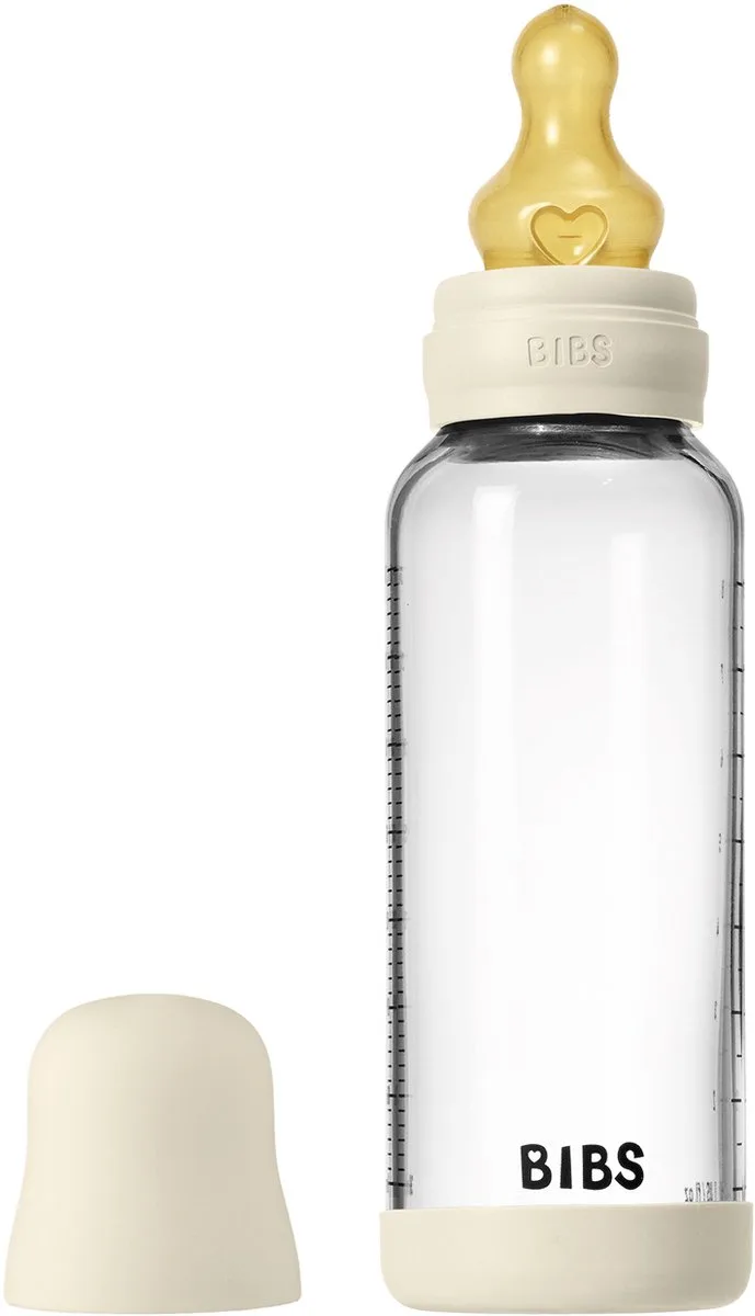 Fles - Medium Flow - 240 ml - Glas/Latex van BIBS in Ivory – productfoto