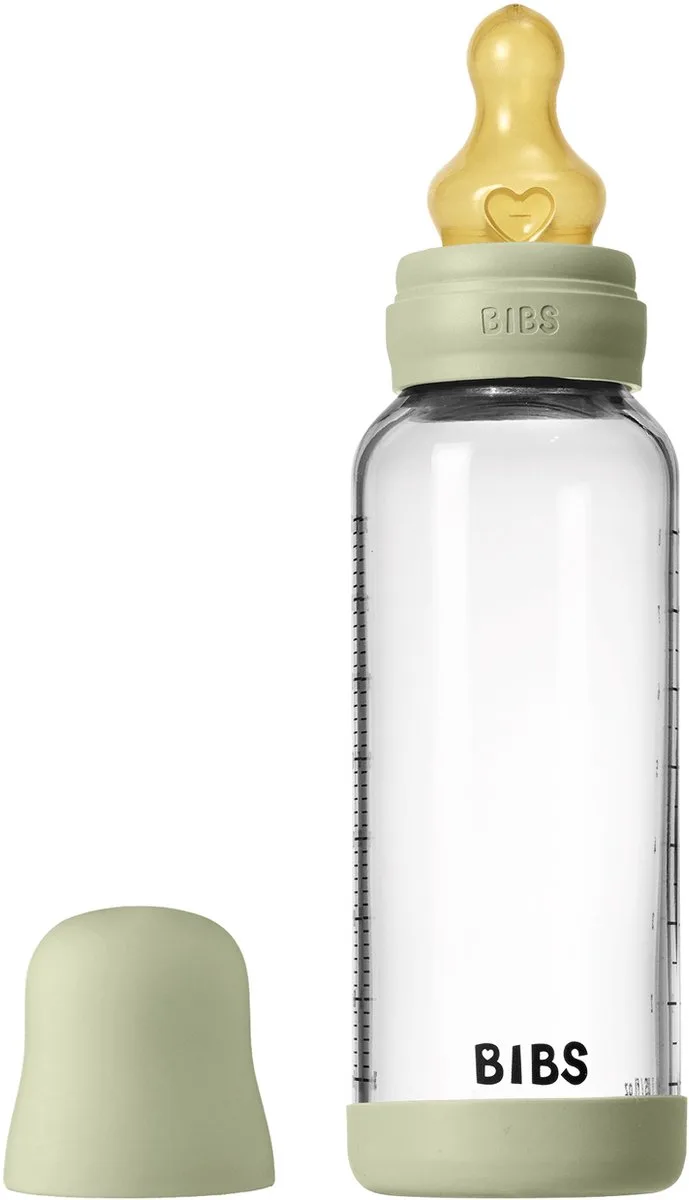Fles - Medium Flow - 240 ml - Glas/Latex - Sage fra BIBS i Groen – produktbillede