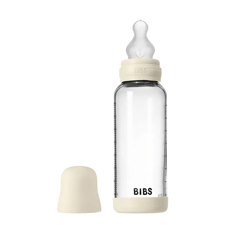 Fles - Medium Flow - 240 ml - Silicone/Glas von BIBS in Elfenbein – Produktfoto 2 von 3
